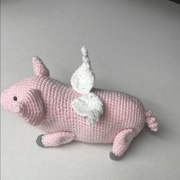 Handmade Pink Pig with Wings Plush Toy - Picture 3 of 5